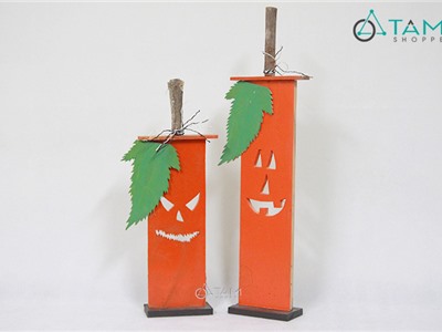 Bí ngô Halloween gỗ chữ nhật cách điệu